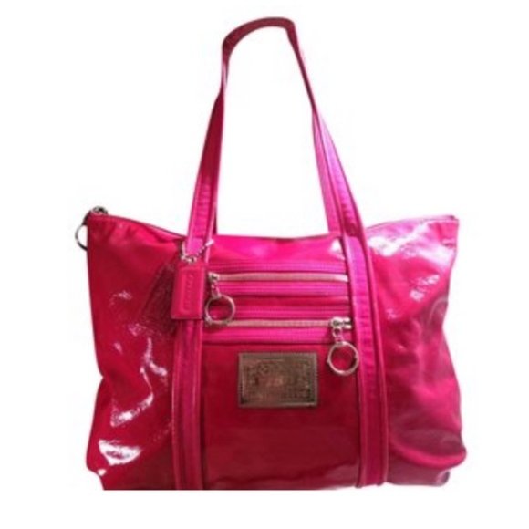 Coach Handbags - Euc Vintage Rare Coach Poppy Glam Pink Patent Leather Tote Bag Purse Xl